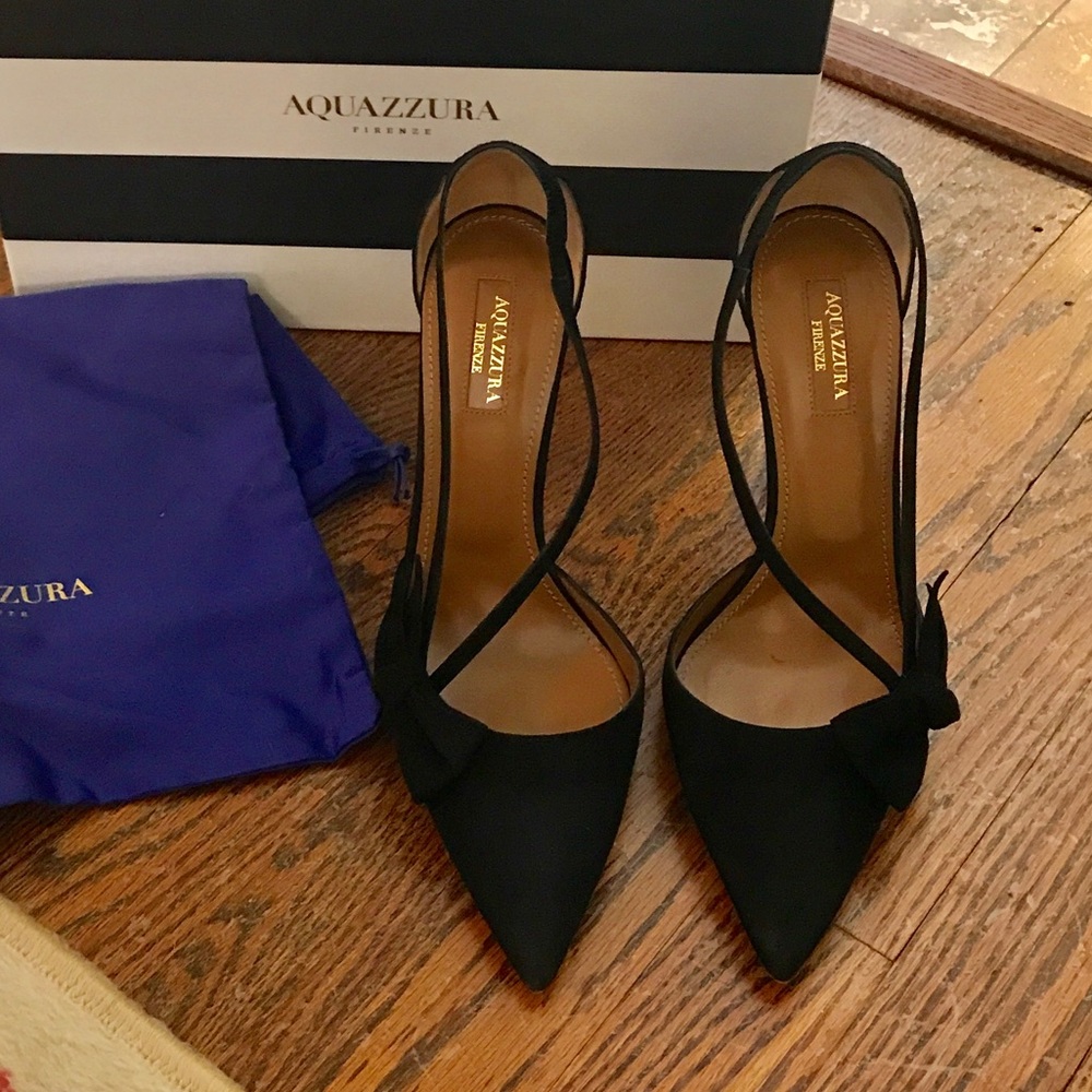 Aquazzura Parisienne 105 Pump Black Suede Size 38